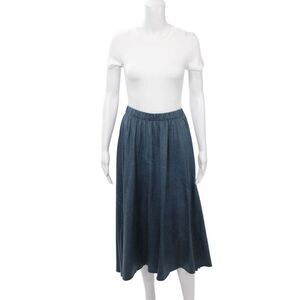 Ginger Womens A-Line Maxi Skirt Dark Blue Rayon Spandex Size S